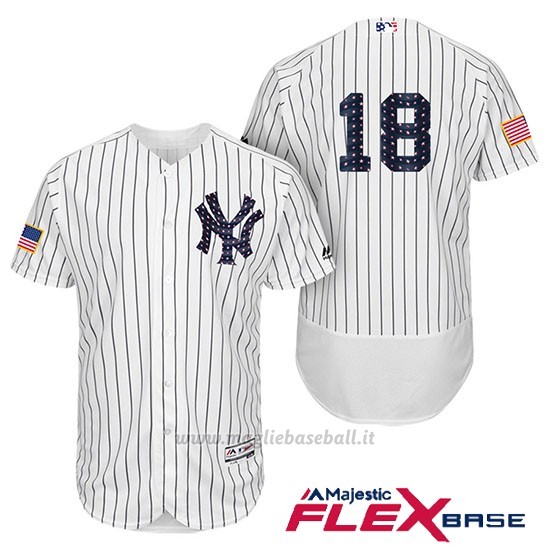 Maglia Baseball Uomo New York Yankees 2017 Estrellas y Rayas Didi Gregorius Bianco Flex Base